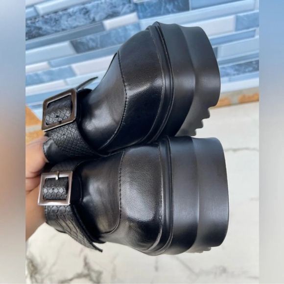 JADYROSE | BLACK MATTE LEATHER CHUNKY HEEL LOAFER SIZE 38/8 - Picture 6 of 14